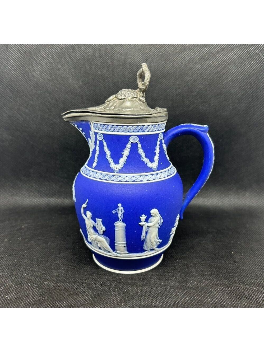 Antique Wedgwood Jasperware rope handled jug/pitcher c. Late 1800s- early 1900’s - Picture 2 of 15